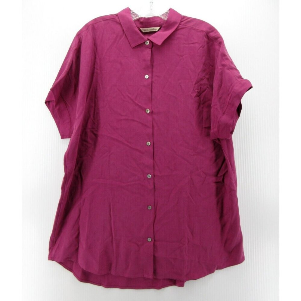Soft Surroundings Magenta Button Down Shirt
